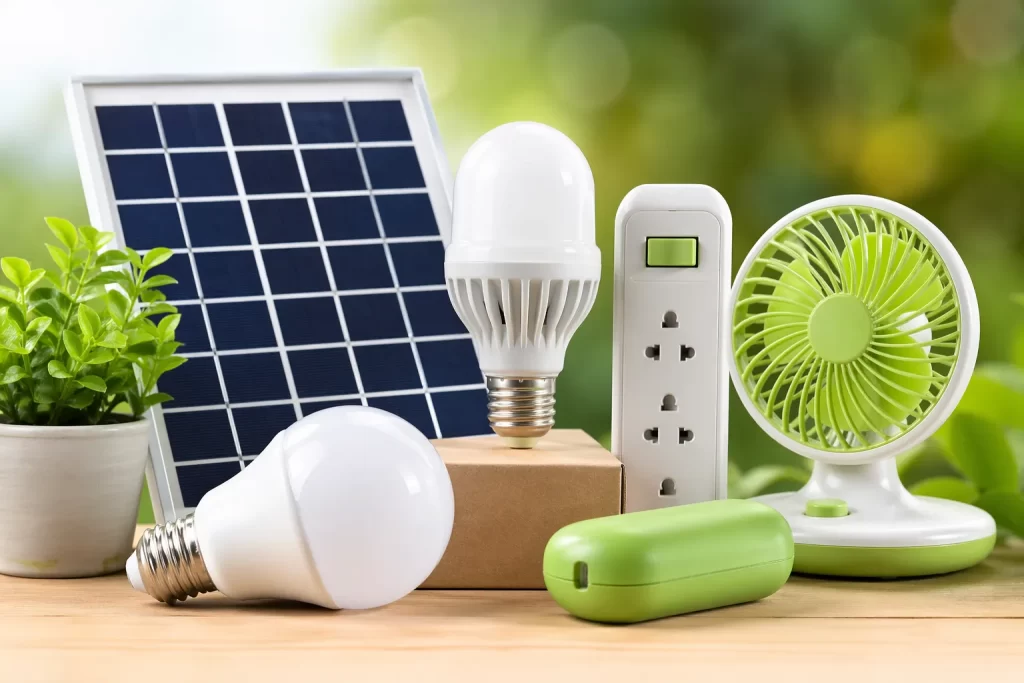 Modern huis met zonnepanelen en groene energievoorzieningen.