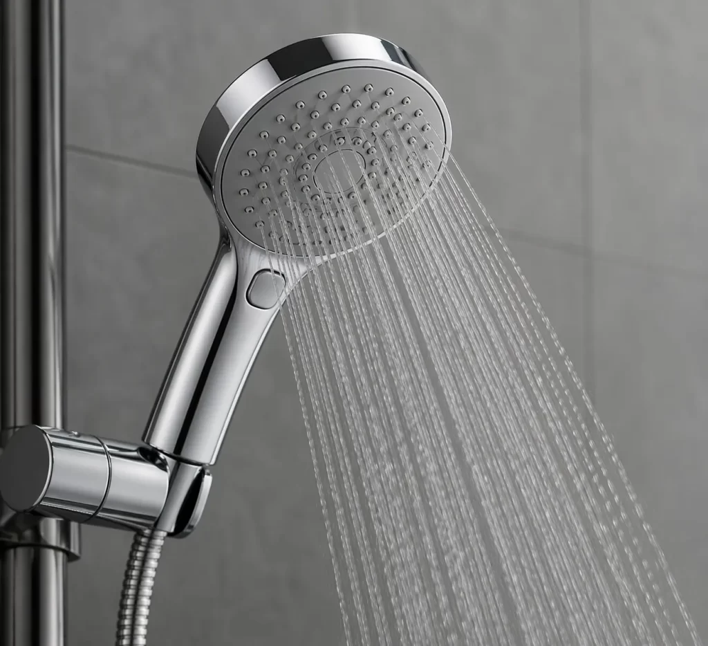 Moderne douchekop die waterverbruik vermindert zonder comfort te verliezen.