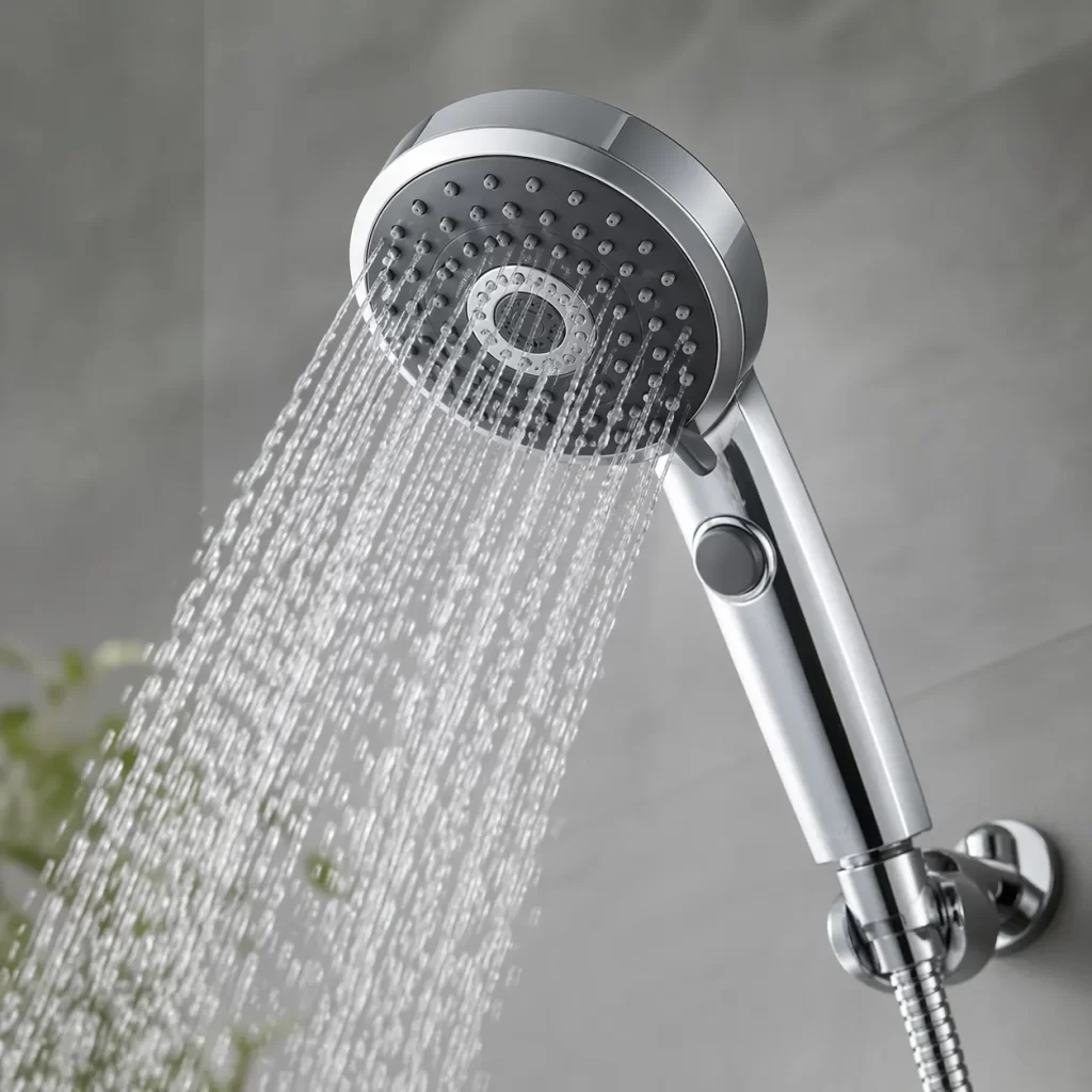 Moderne douchekop die water bespaart zonder verlies van comfort.